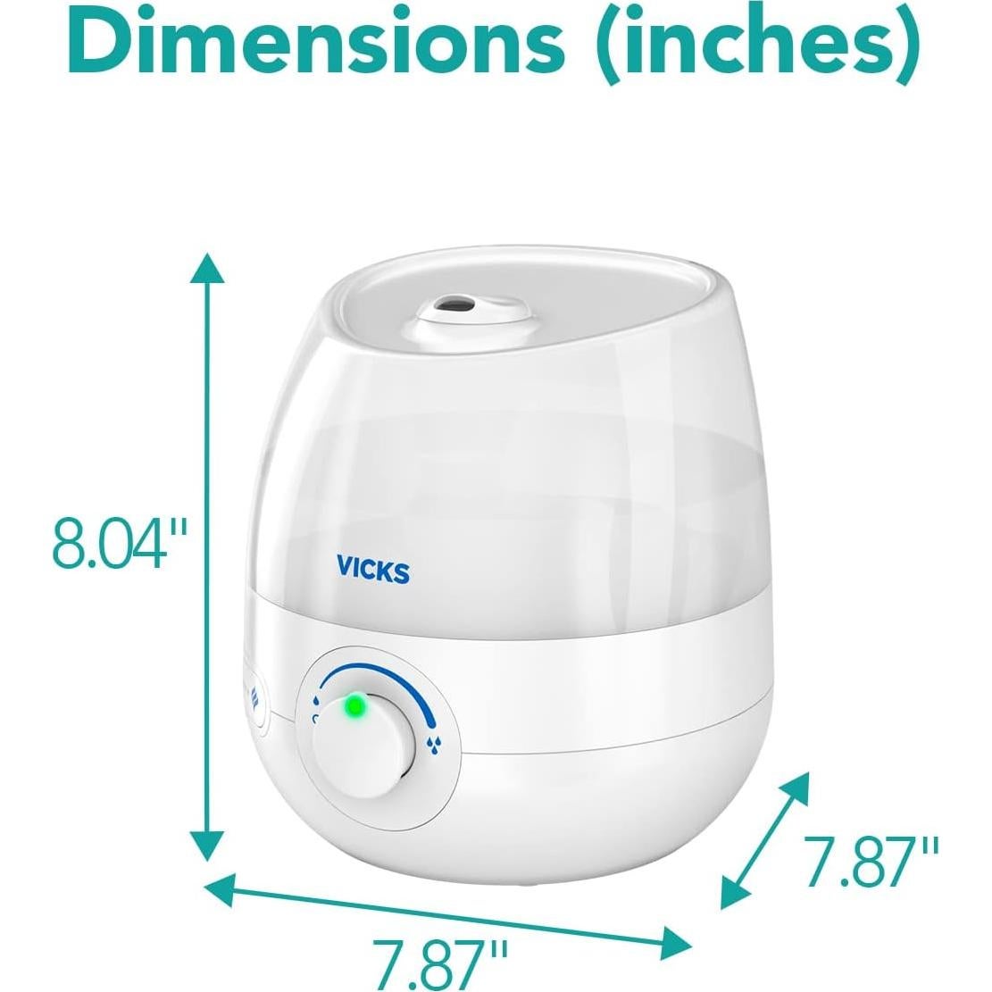 Humidificador Vicks Mini de Niebla Fría Sin Filtro 1.89L