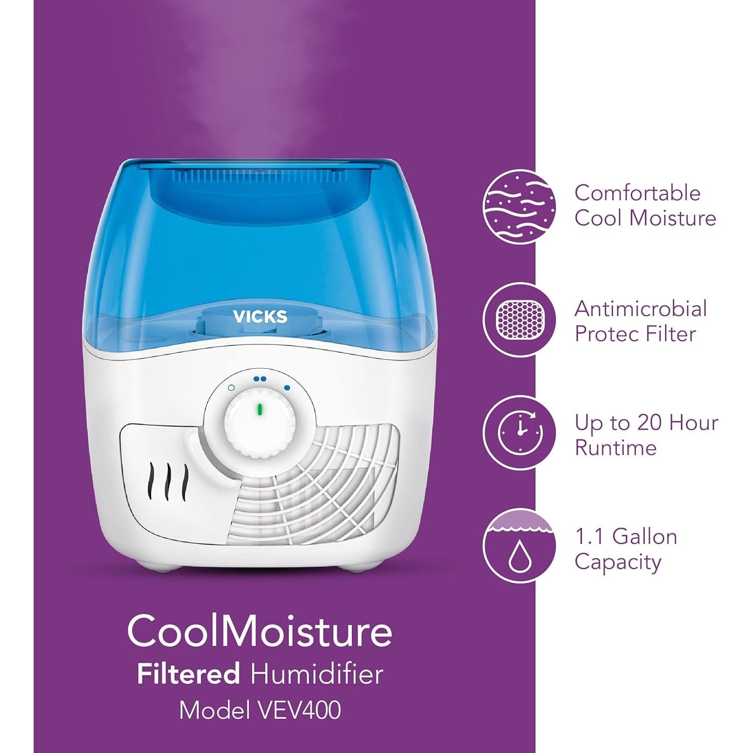 Humidificador de Niebla Fría Filtrada Vicks VEV400 4.16L