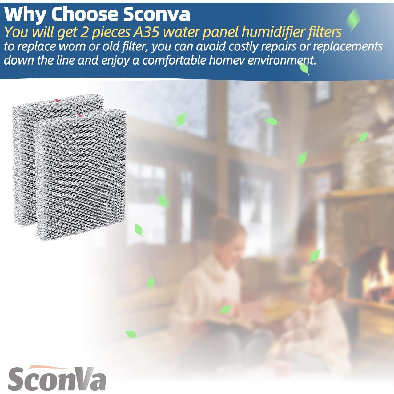 Filtro de Panel de Agua Humidificador Sconva A35 - Paquete de 2