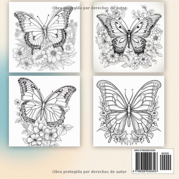 Mariposas y flores: Libro de colorear para adultos con 60 bocetos de flores y mariposas. (Spanish Edition)