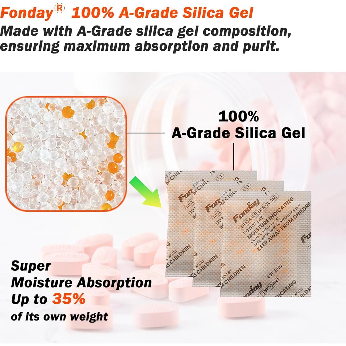 Paquetes de Gel de Silica Fonday 5g x 60 Unidades Grado Alimenticio