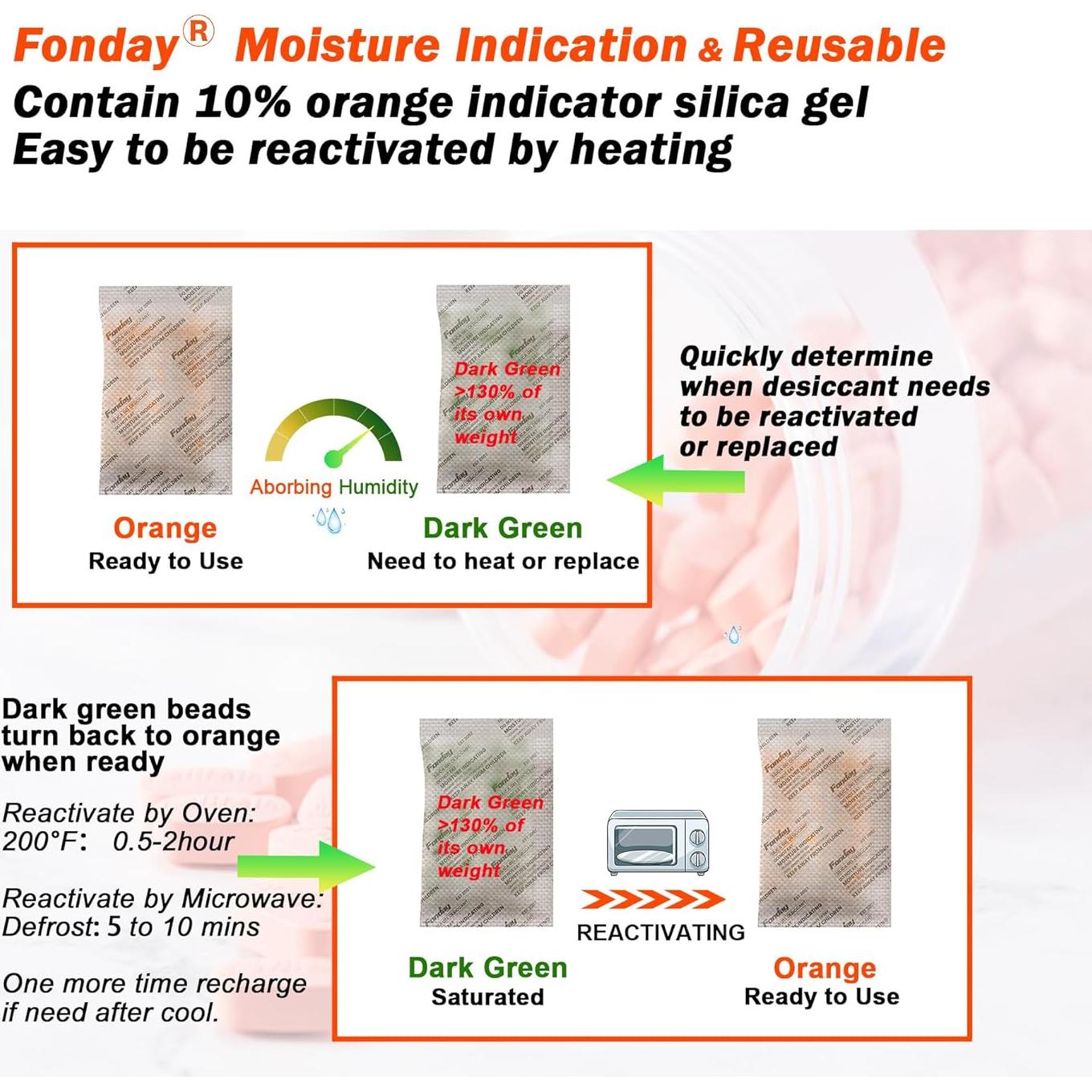 Paquetes de Gel de Silica Fonday 5g x 60 Unidades Grado Alimenticio
