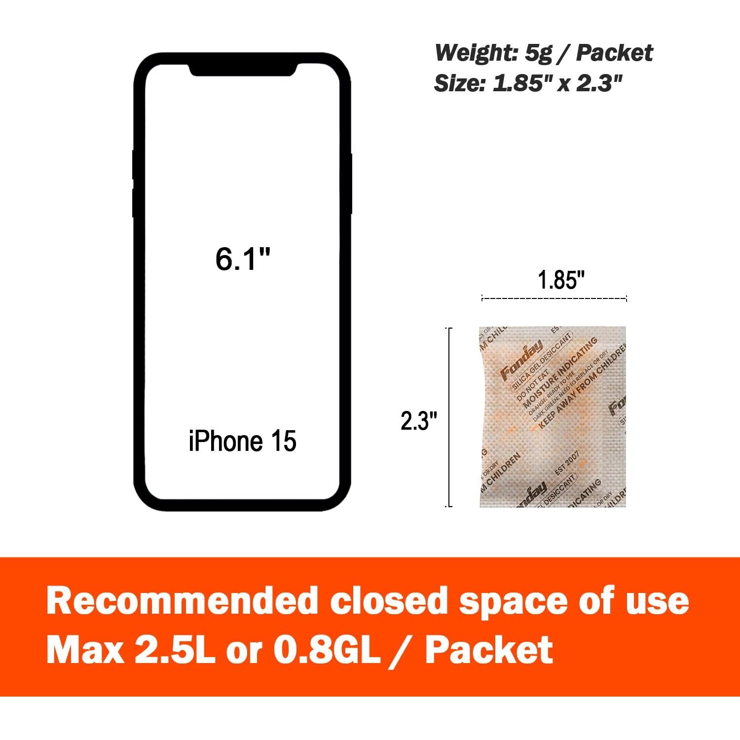 Paquetes de Gel de Silica Fonday 5g x 60 Unidades Grado Alimenticio