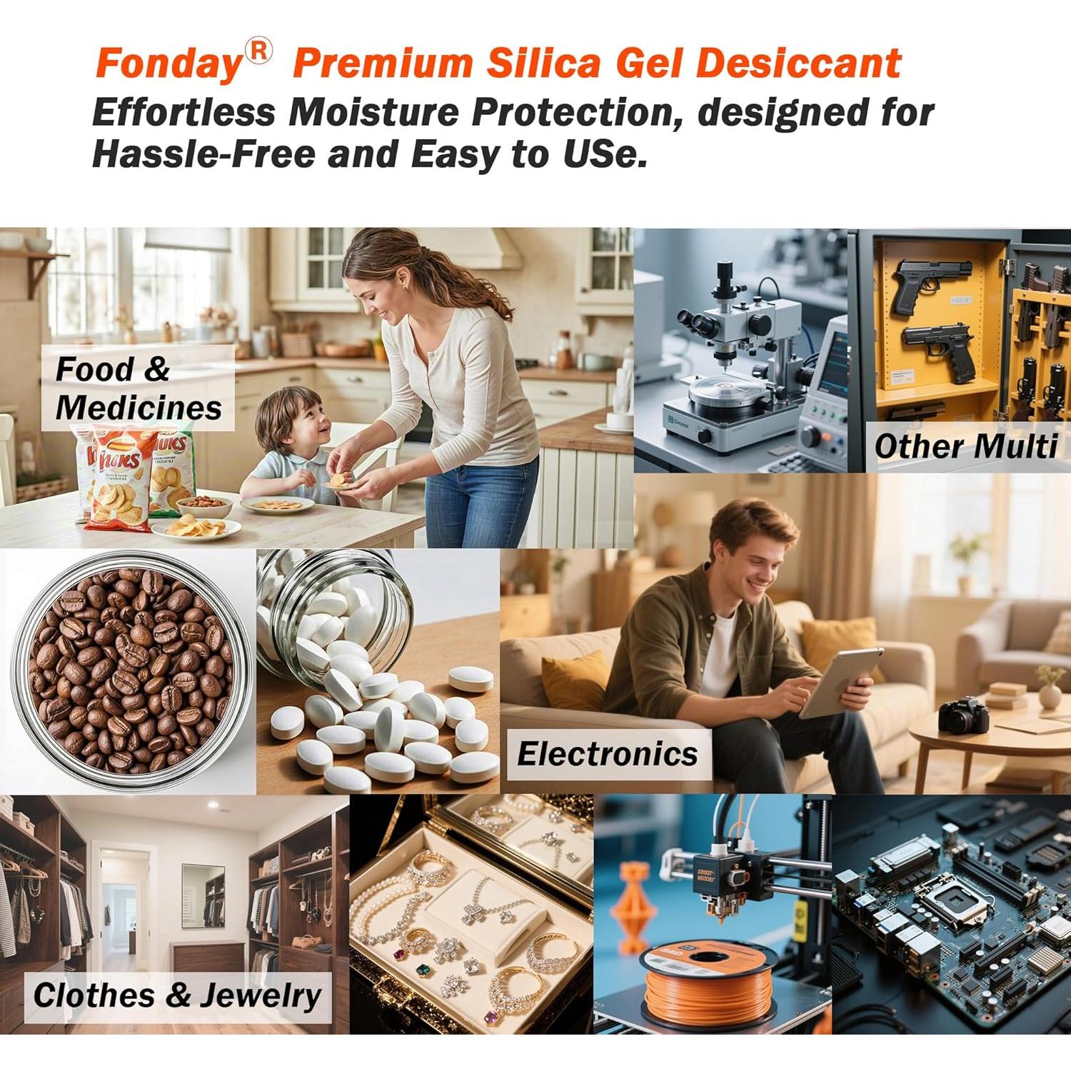 Paquetes de Gel de Silica Fonday 5g x 60 Unidades Grado Alimenticio