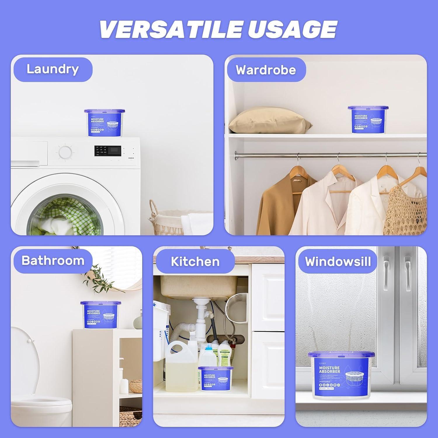 CLEVAST Cajas Deshumidificadoras 280g, Paquete de 6, Sin Fragancia