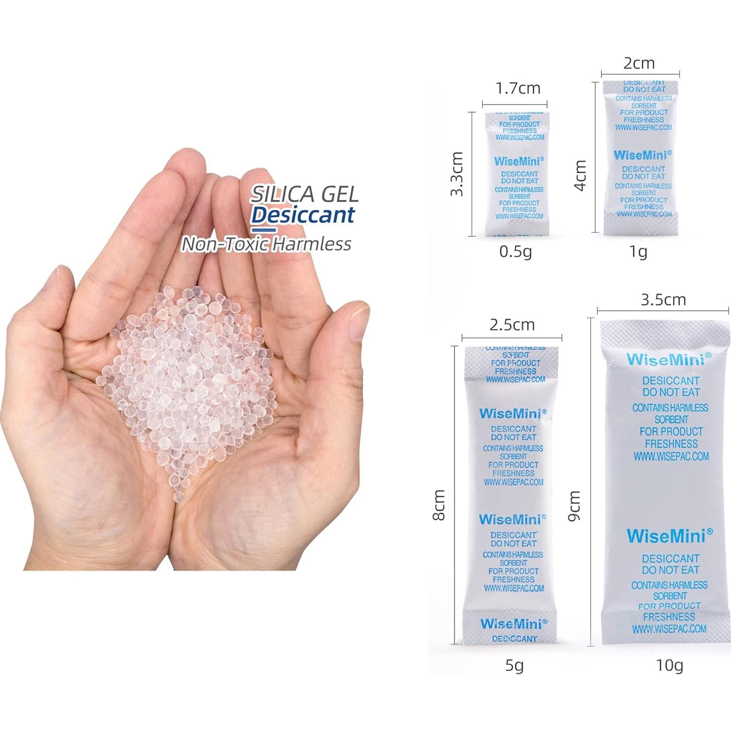 300 Paquetes de Gel de Sílice 1g Grado Alimenticio Wisesorbent