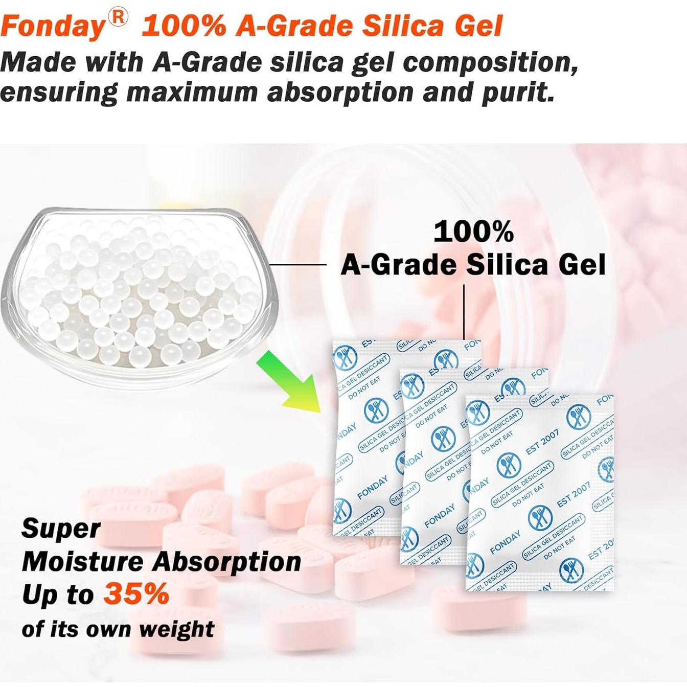 Paquetes de Gel de Silica Fonday 2g x 1000 Unidades Grado Alimenticio