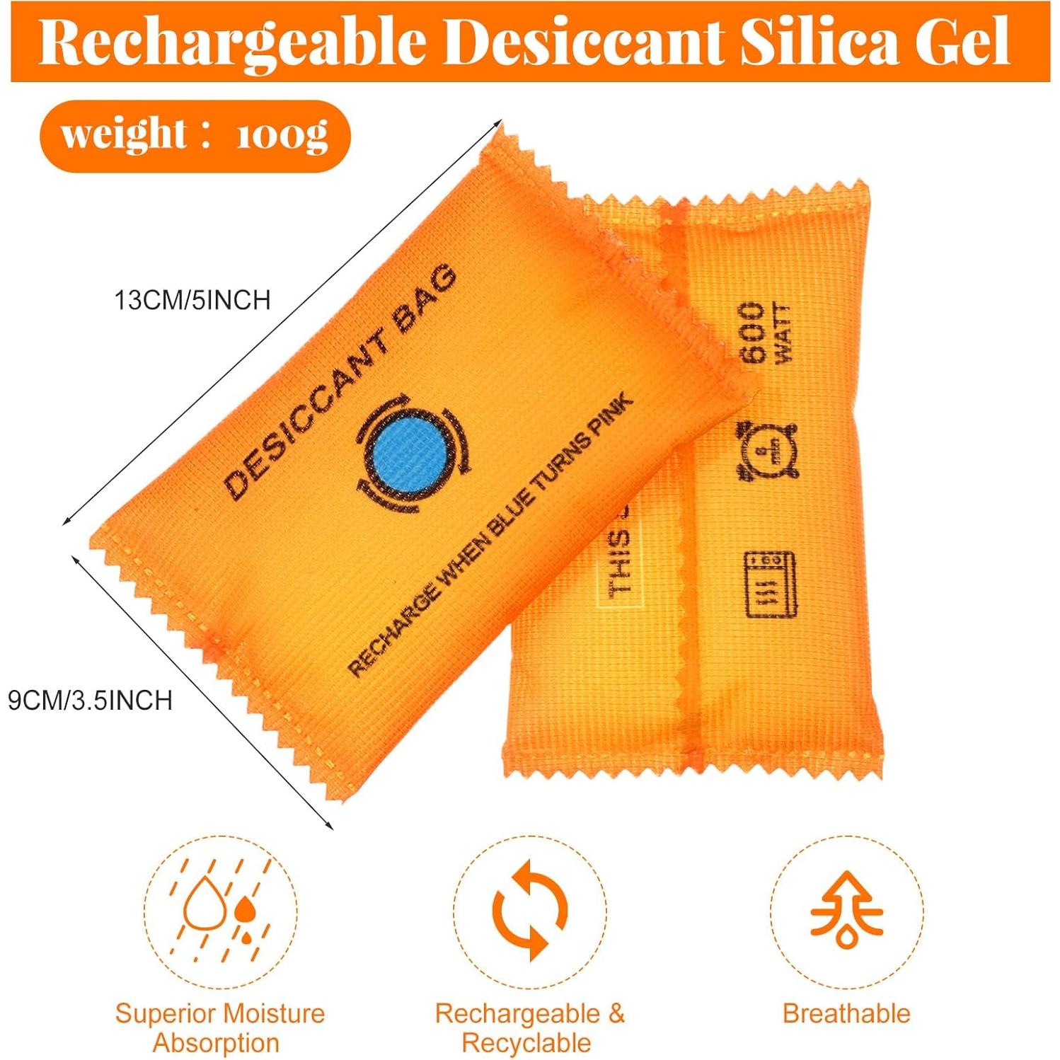 5 Paquetes 100g Gel de Sílice Deshidratante Reutilizable Threlaco