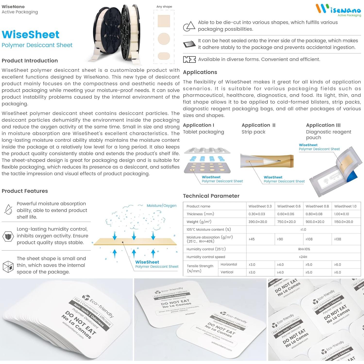 Paquetes de Deshidratante Wisesorb 30 Unidades 3.05x3.05cm