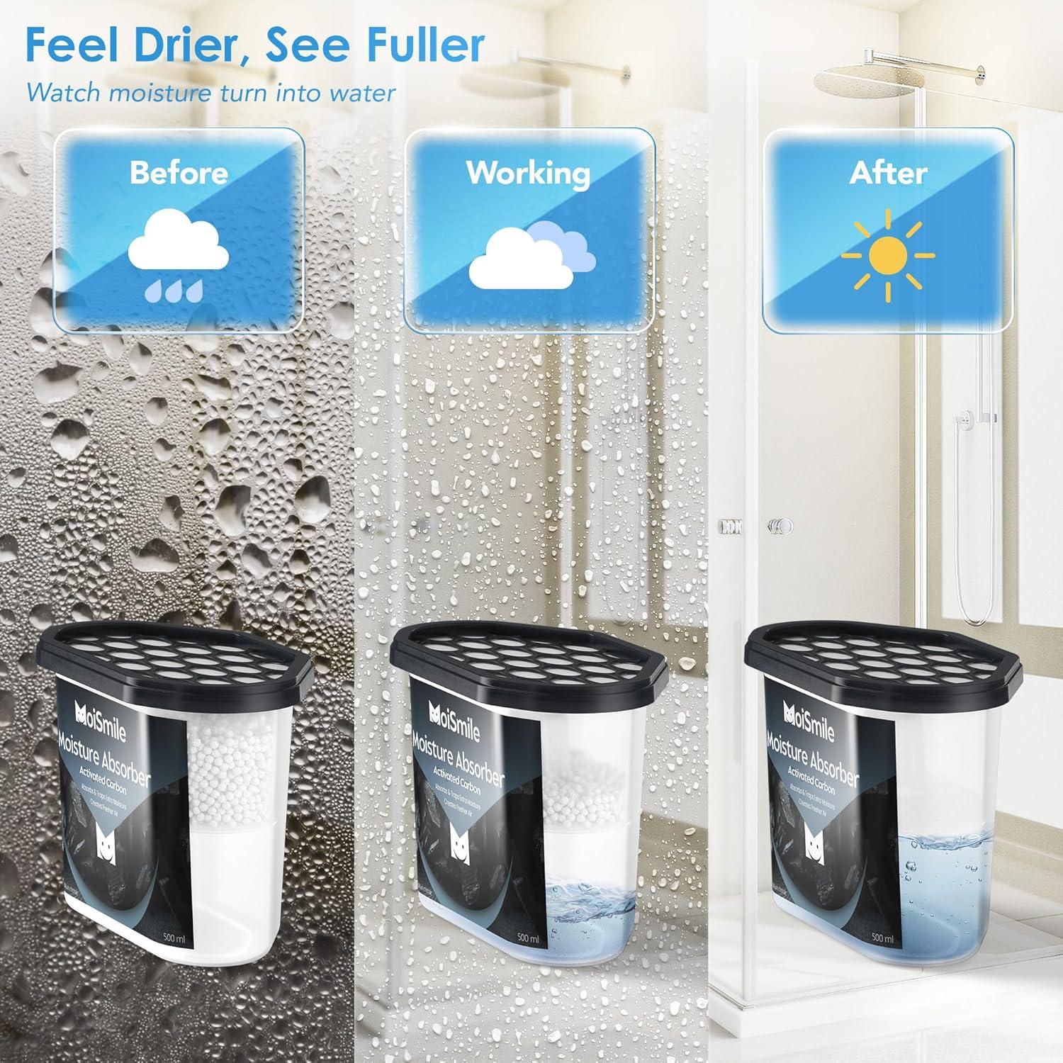 Absorbentes de Humedad Moismile 6 Paquetes Carbón Activado