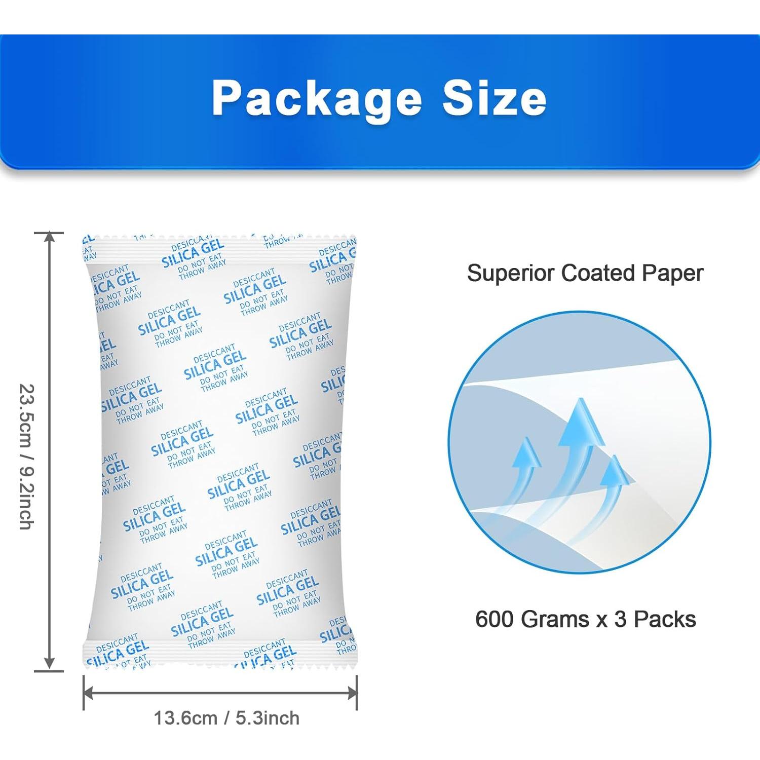 Paquetes de Gel de Sílice Suobo 600g - 3 Unidades Deshidratantes