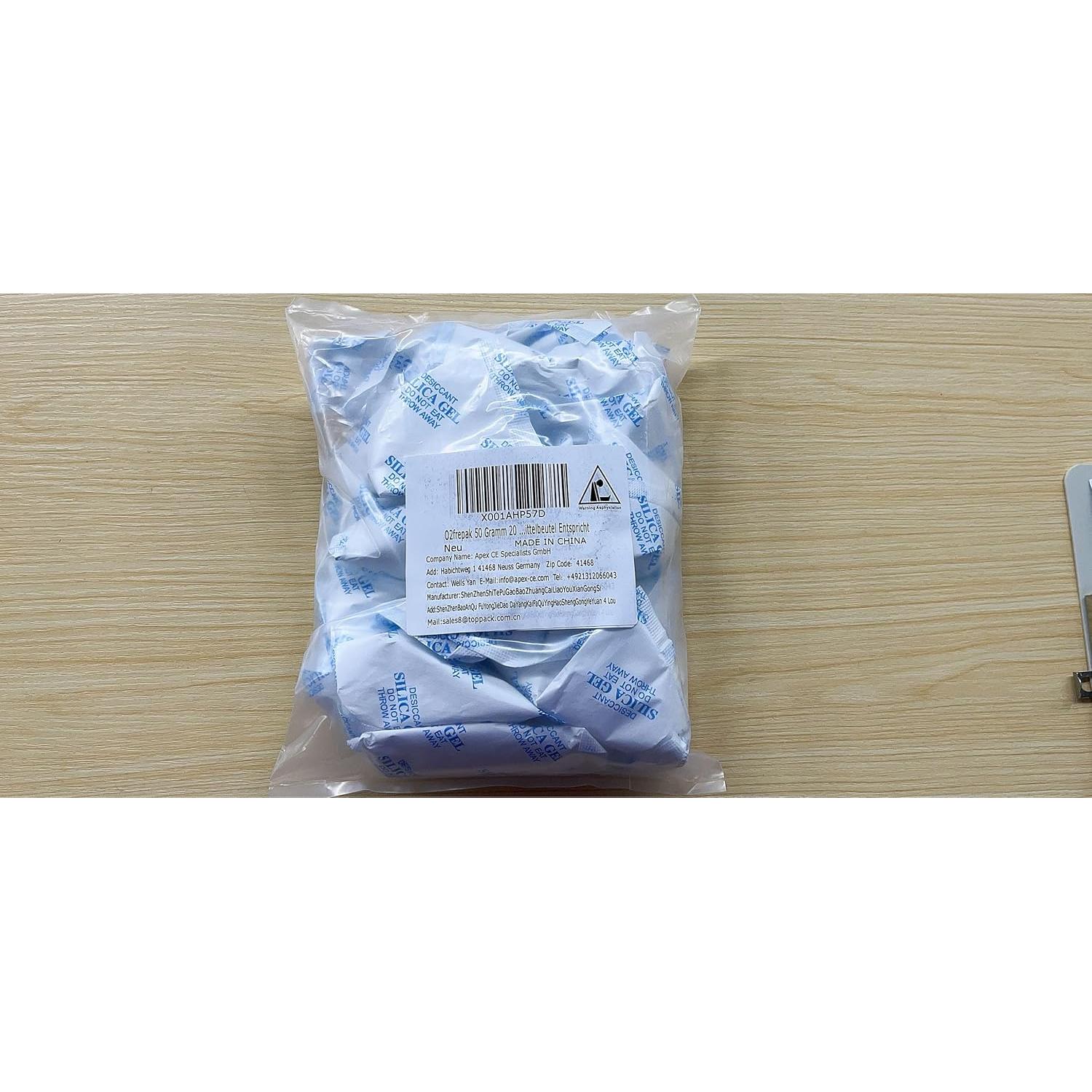 Paquetes de Gel de Silica Deshidratante O2frepak 50g - 20 Piezas