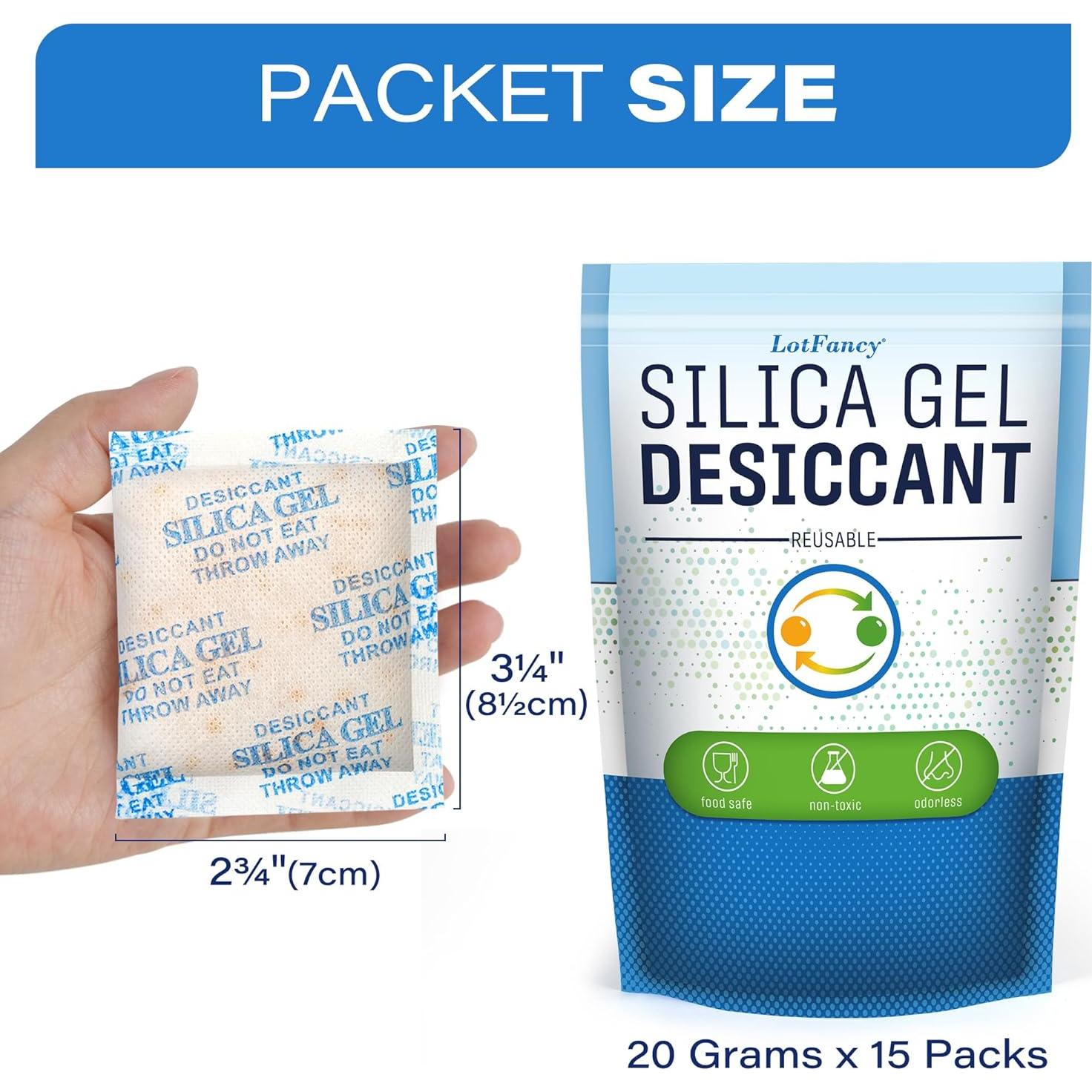 Gel de Silica Deshidratante LotFancy 15 Paquetes 20g Inodoro