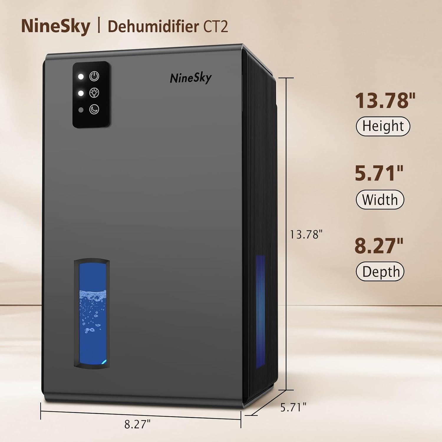 Deshumidificador NineSky CT2 2.8L Gris con Apagado Automático