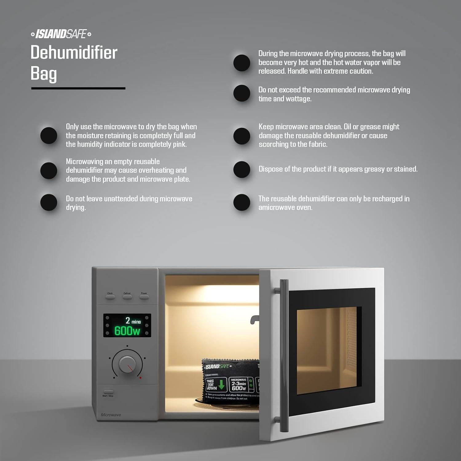 Bolsa Deshumidificadora ISLANDSAFE 200g Recargable Microondas