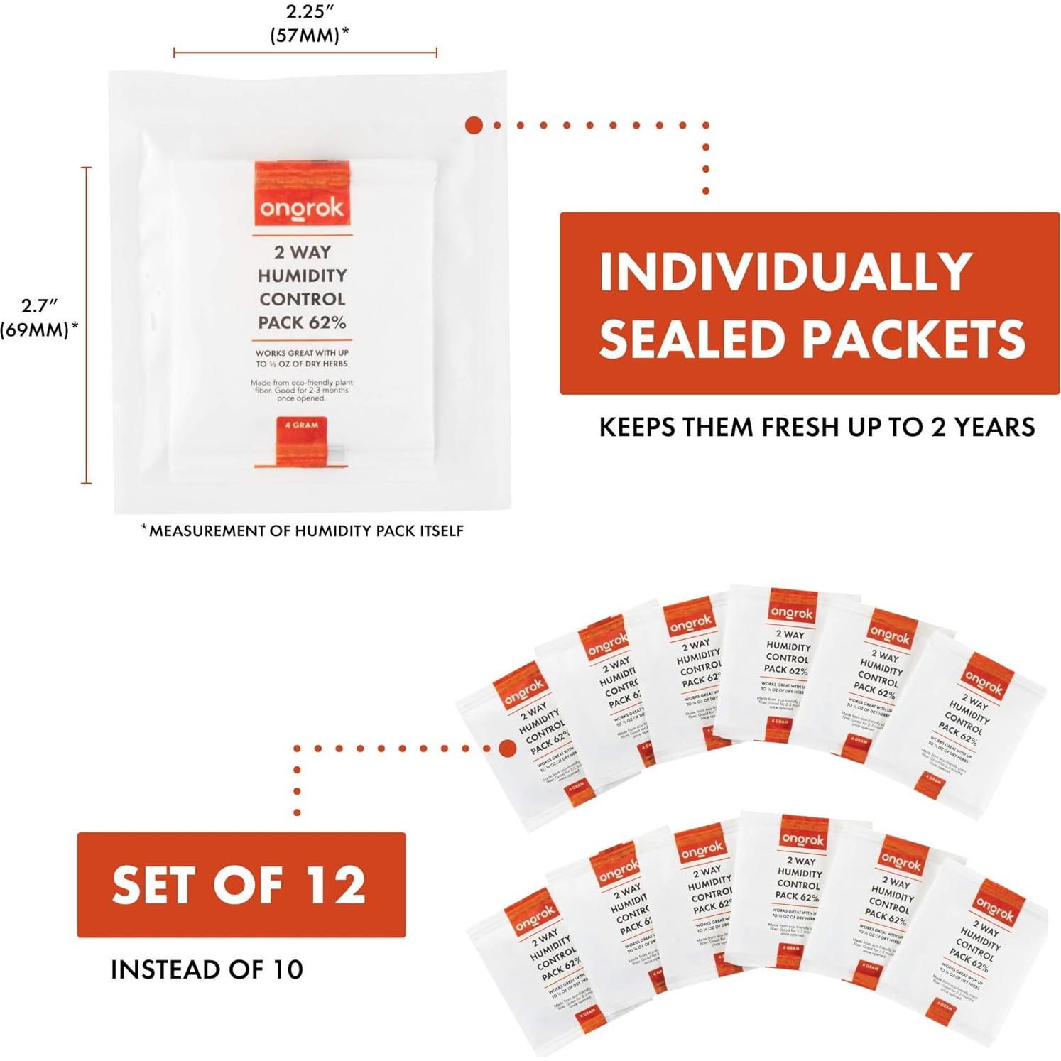 Paquete de Control de Humedad ONGROK 62% HR - 12 Unidades