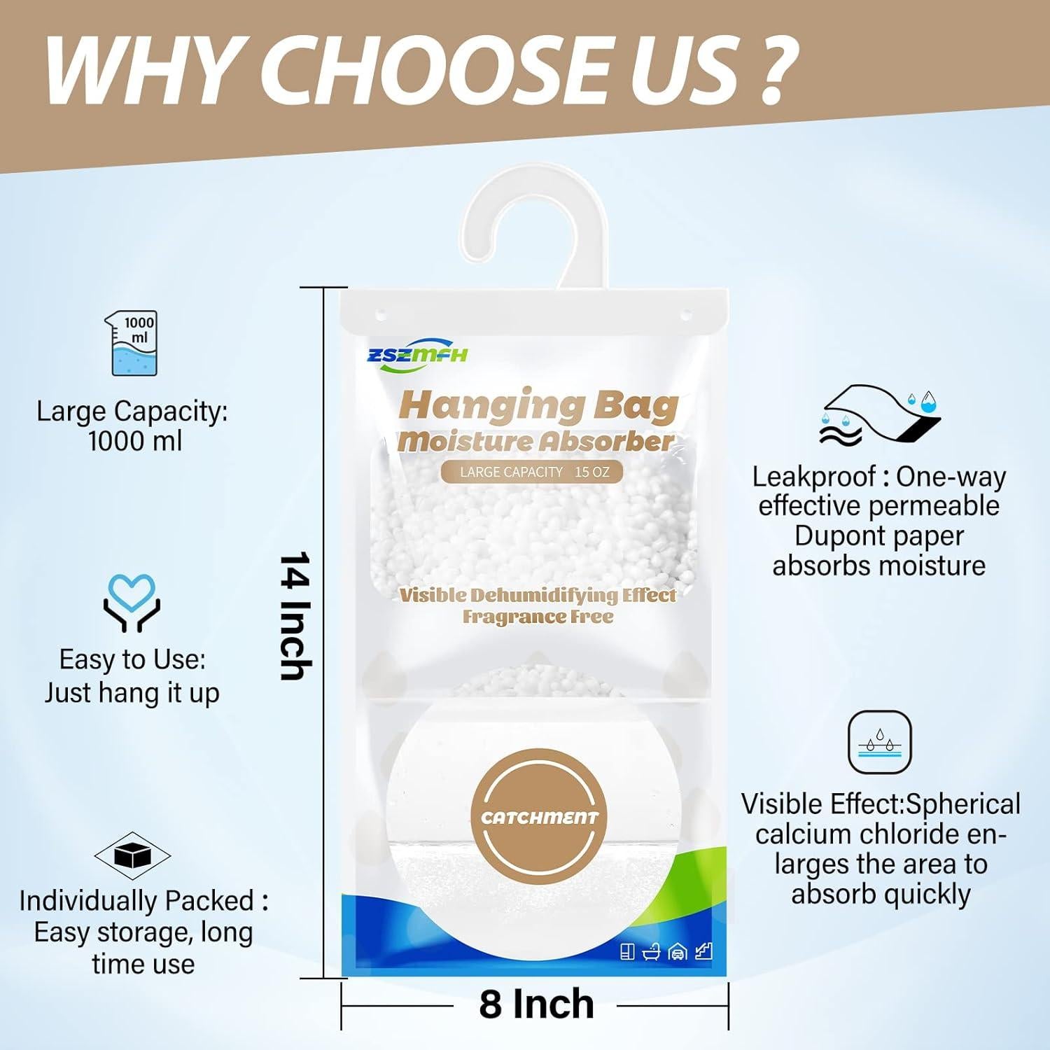 Bolsas Deshumidificadoras ZSZMFH 8 Paquetes 425 g Sin Olor
