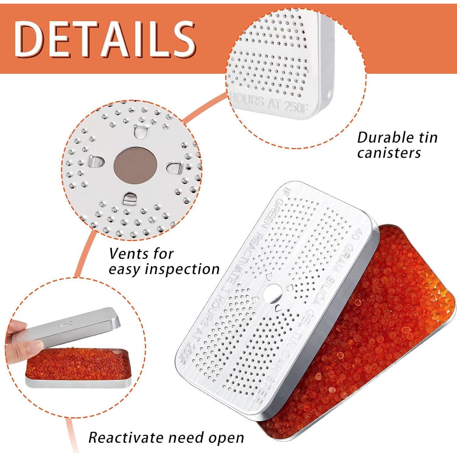 Deshumidificador Gel Silica Patelai 7 Piezas 40g Lata Reutilizable