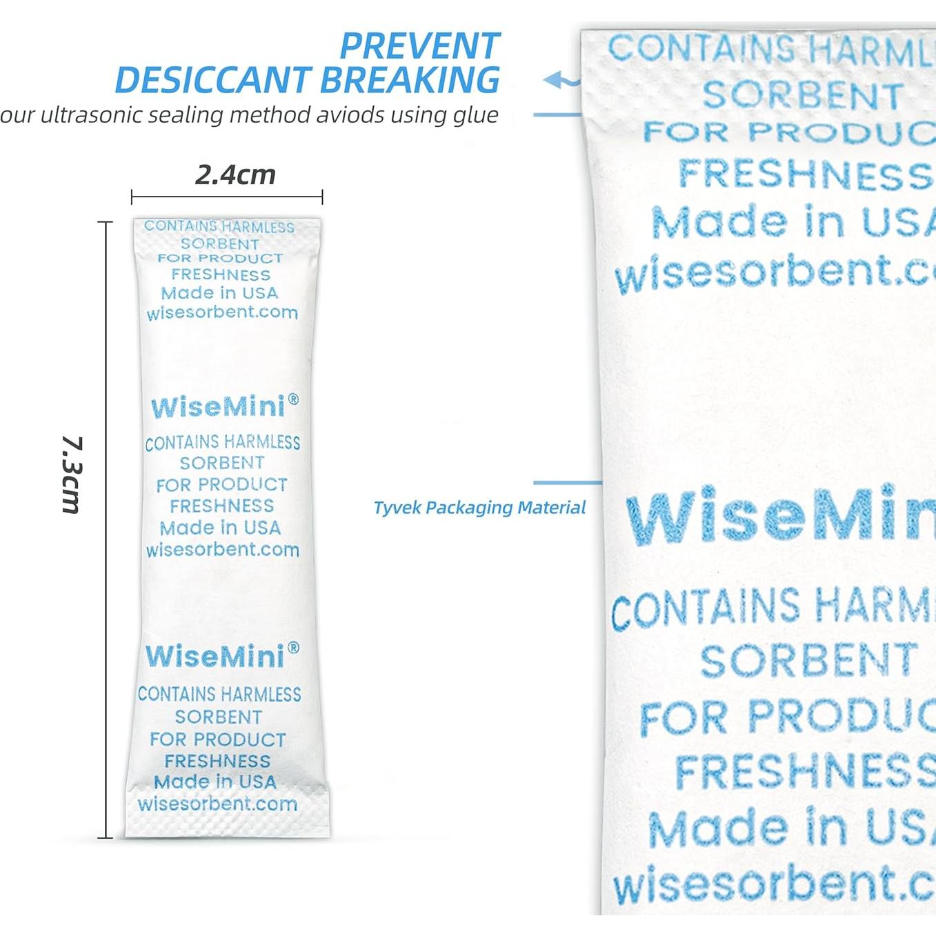 100 Paquetes de Gel de Sílice 5g Wisesorbent para Alimentos