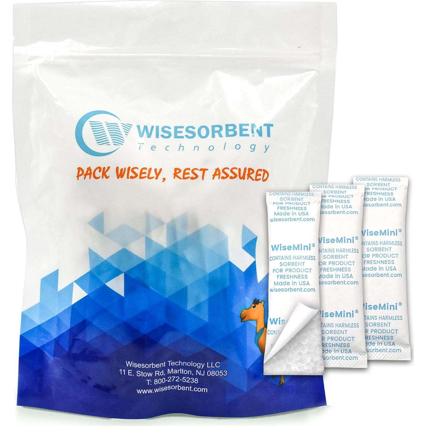 100 Paquetes de Gel de Sílice 5g Wisesorbent para Alimentos