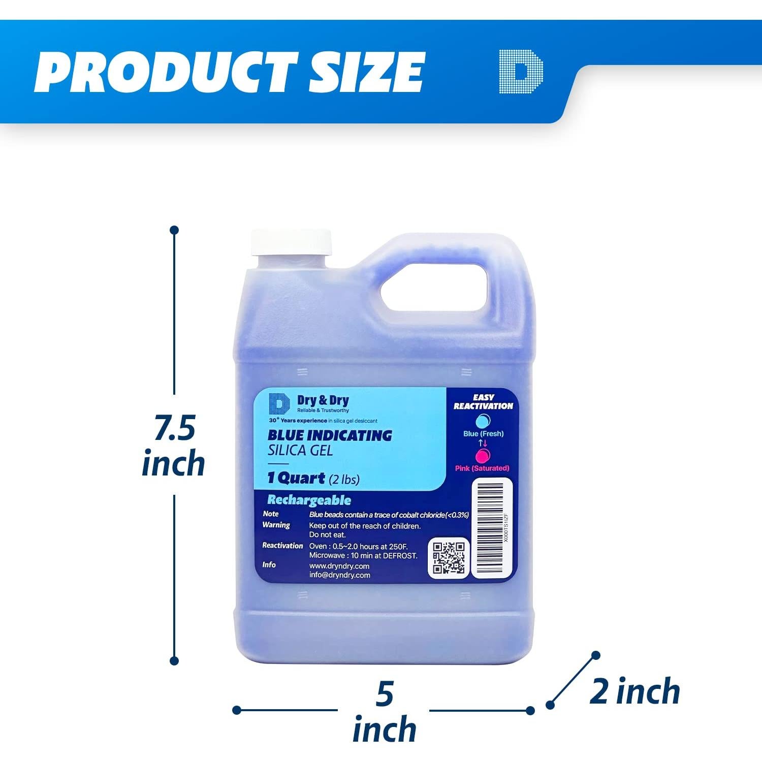 Gel de Sílice Indicador Azul 0.91 kg - Perlas 3-5 mm Reutilizables
