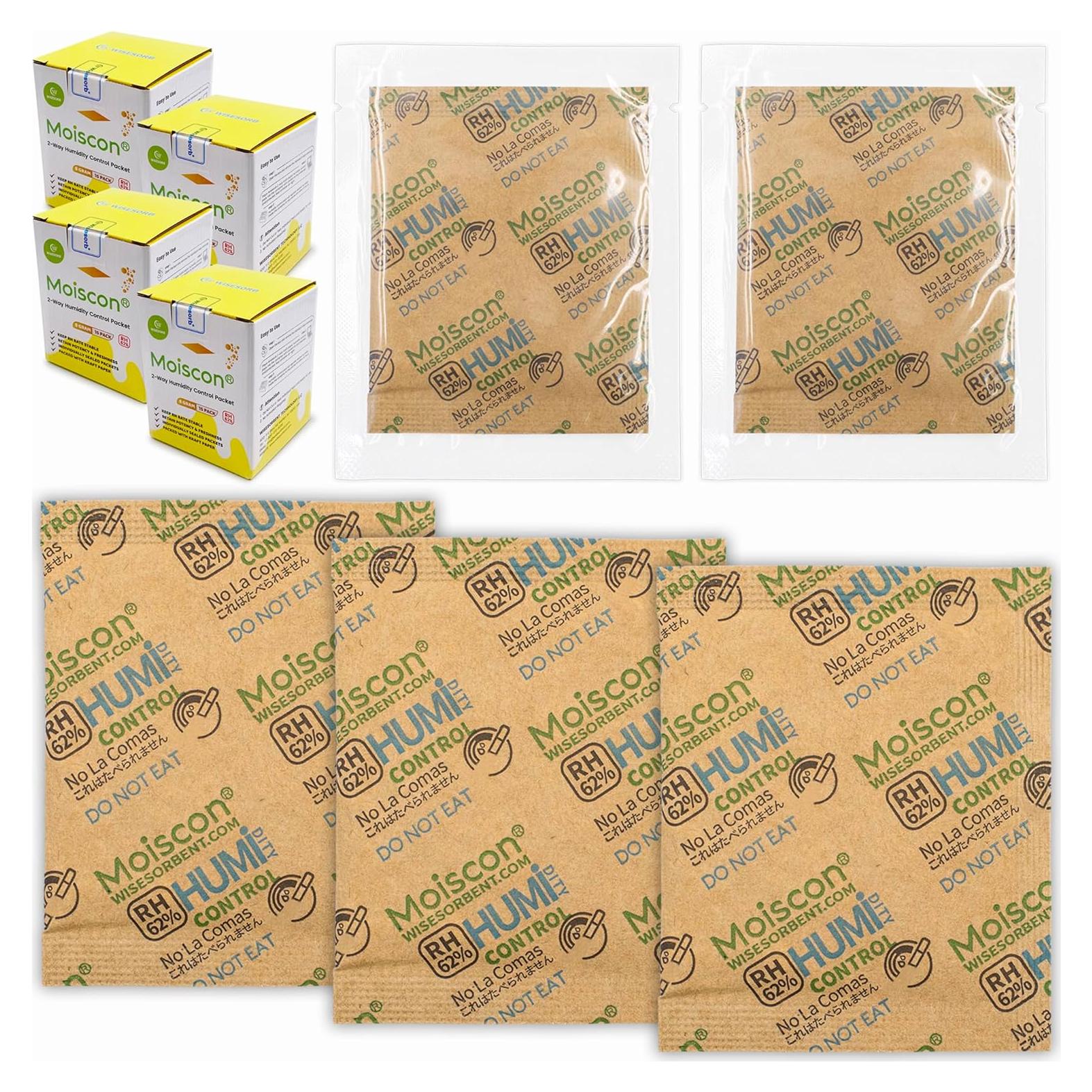Paquete de 60 Paquetes de Control de Humedad Wisesorb 8g 62% RH