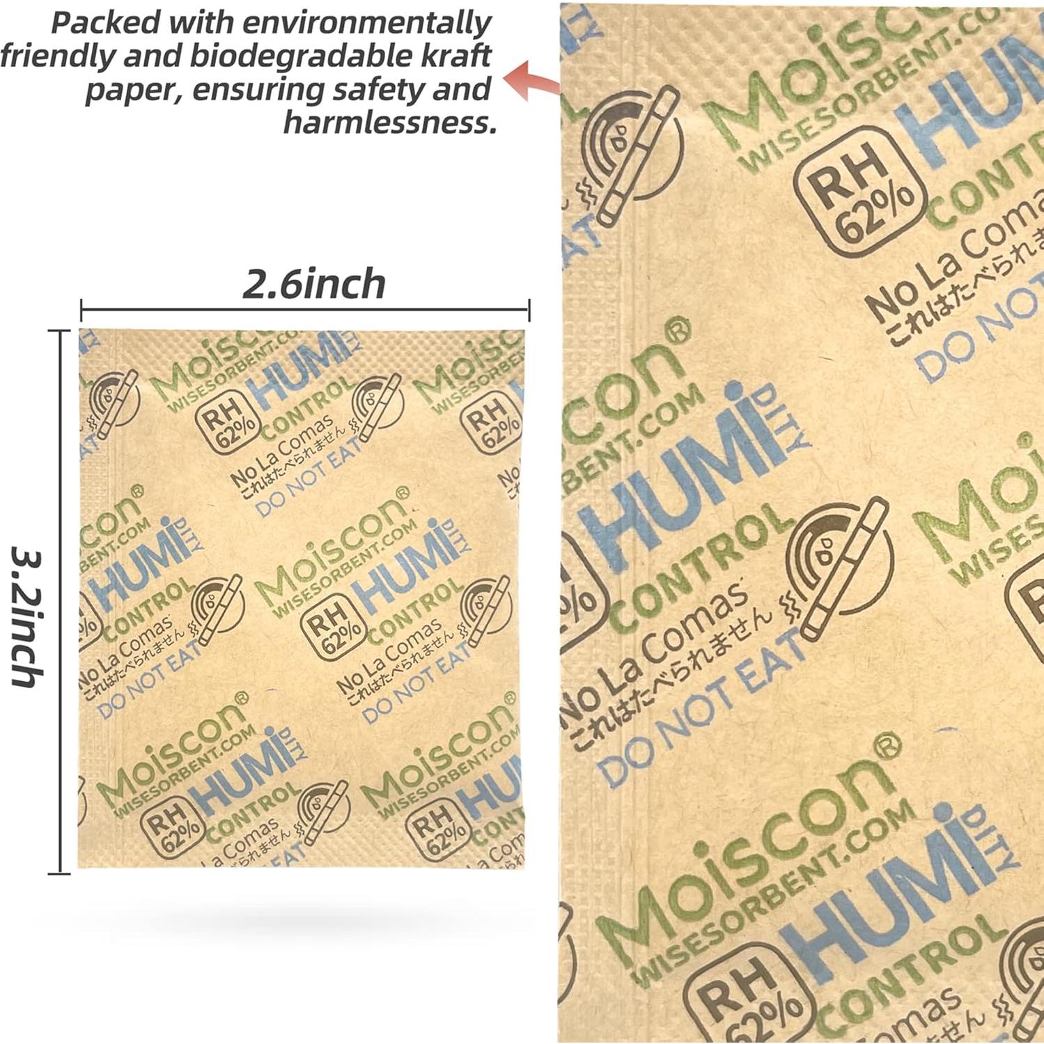 Paquete de 60 Paquetes de Control de Humedad Wisesorb 8g 62% RH