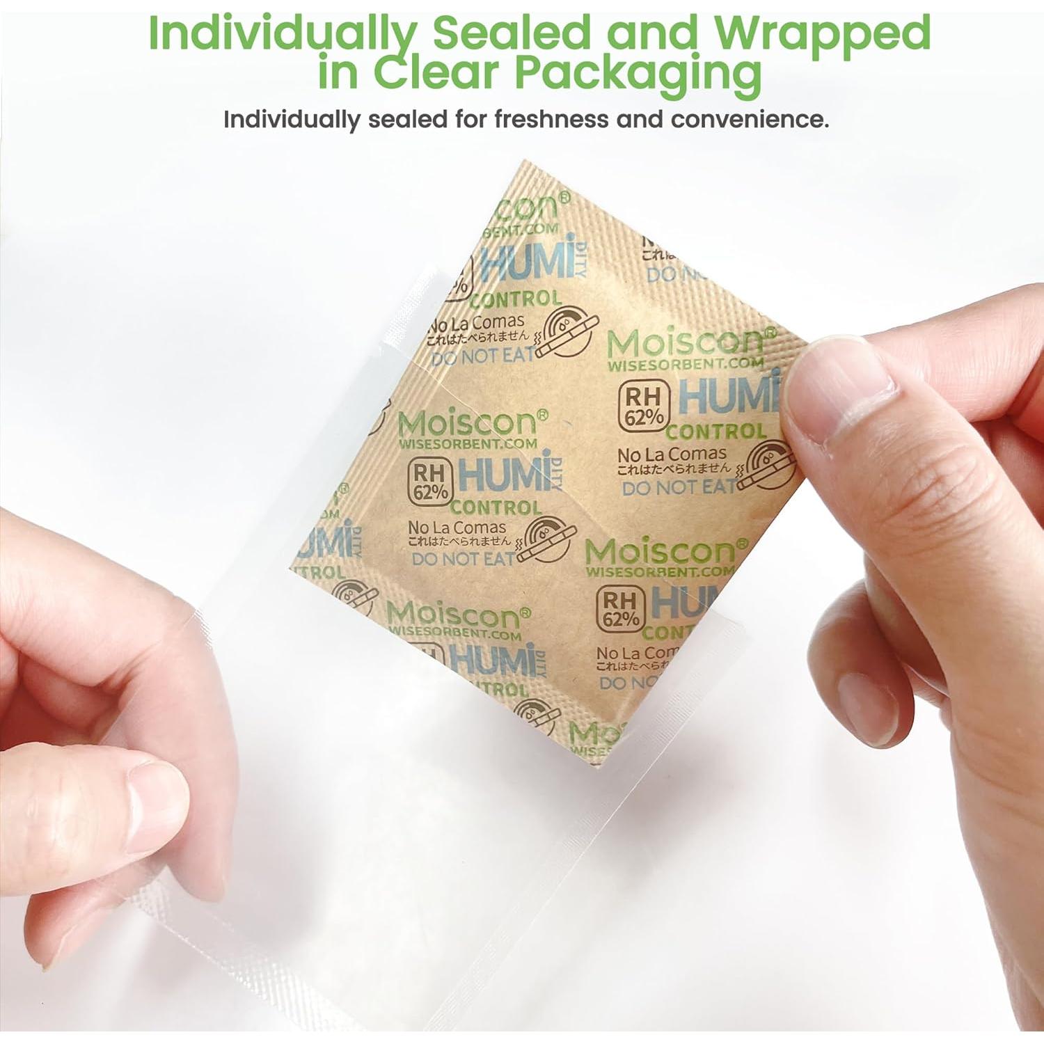 Paquete de 60 Paquetes de Control de Humedad Wisesorb 8g 62% RH
