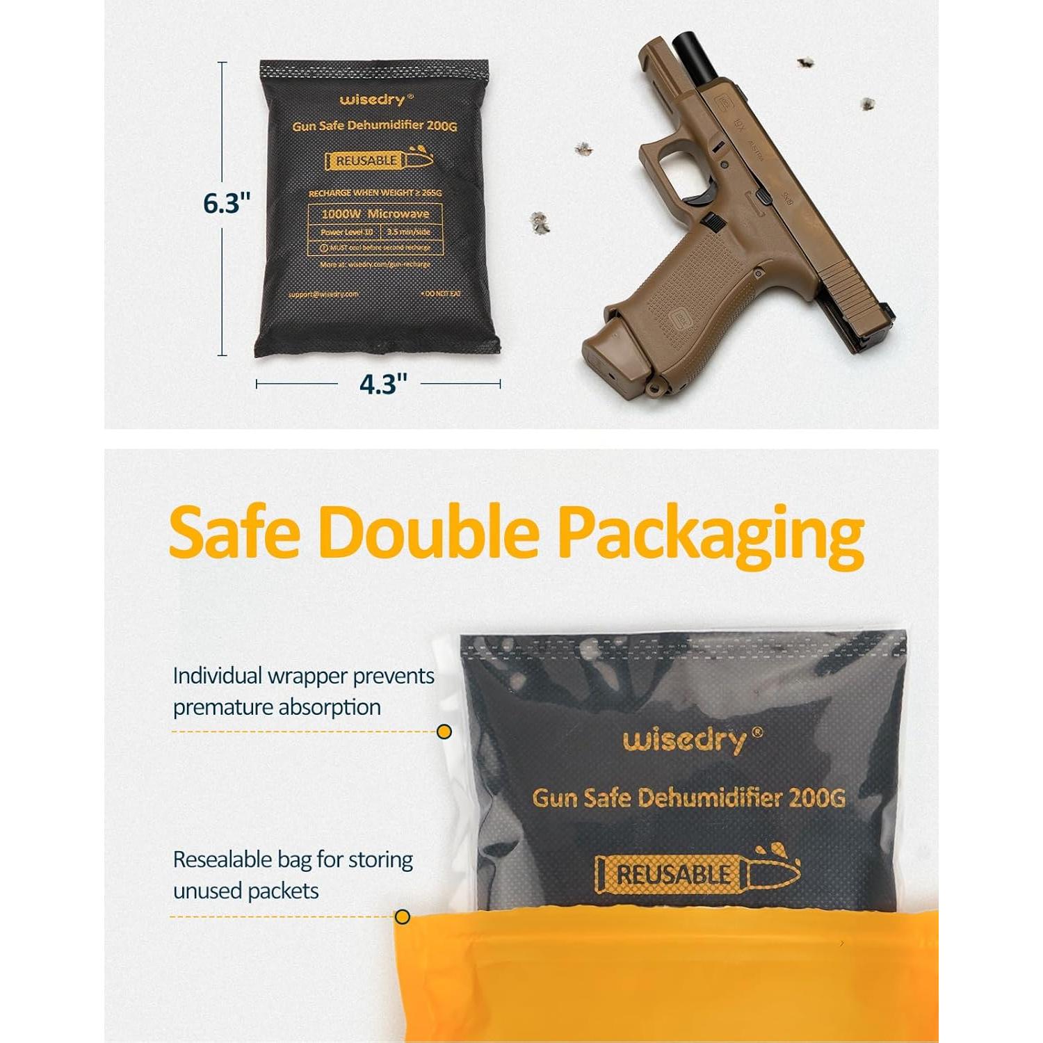 Deshumidificador Reutilizable Wisedry 200g x 2 Paquetes para Armas