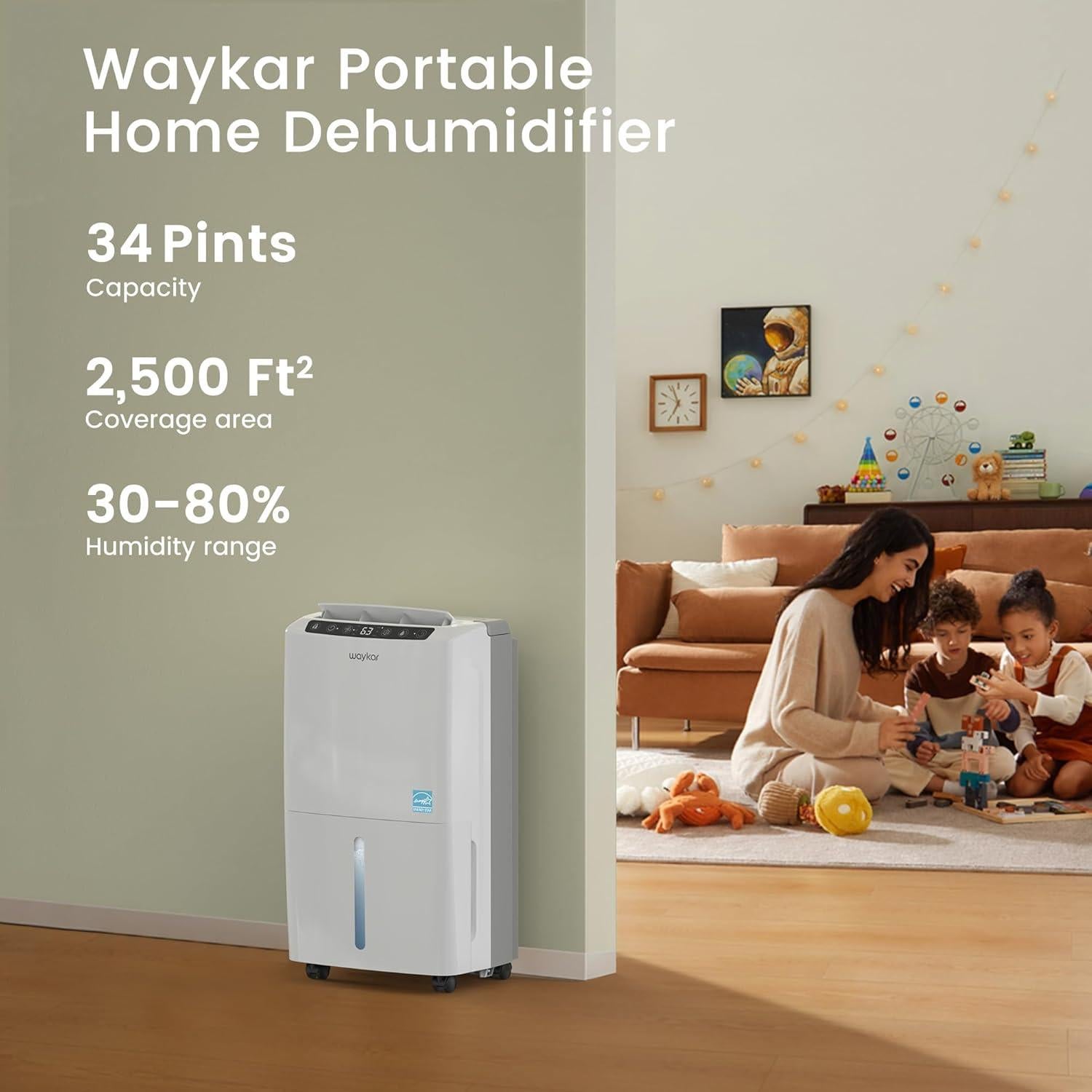 Deshumidificador Waykar 2025 34 Pints 2000 m² Energy Star
