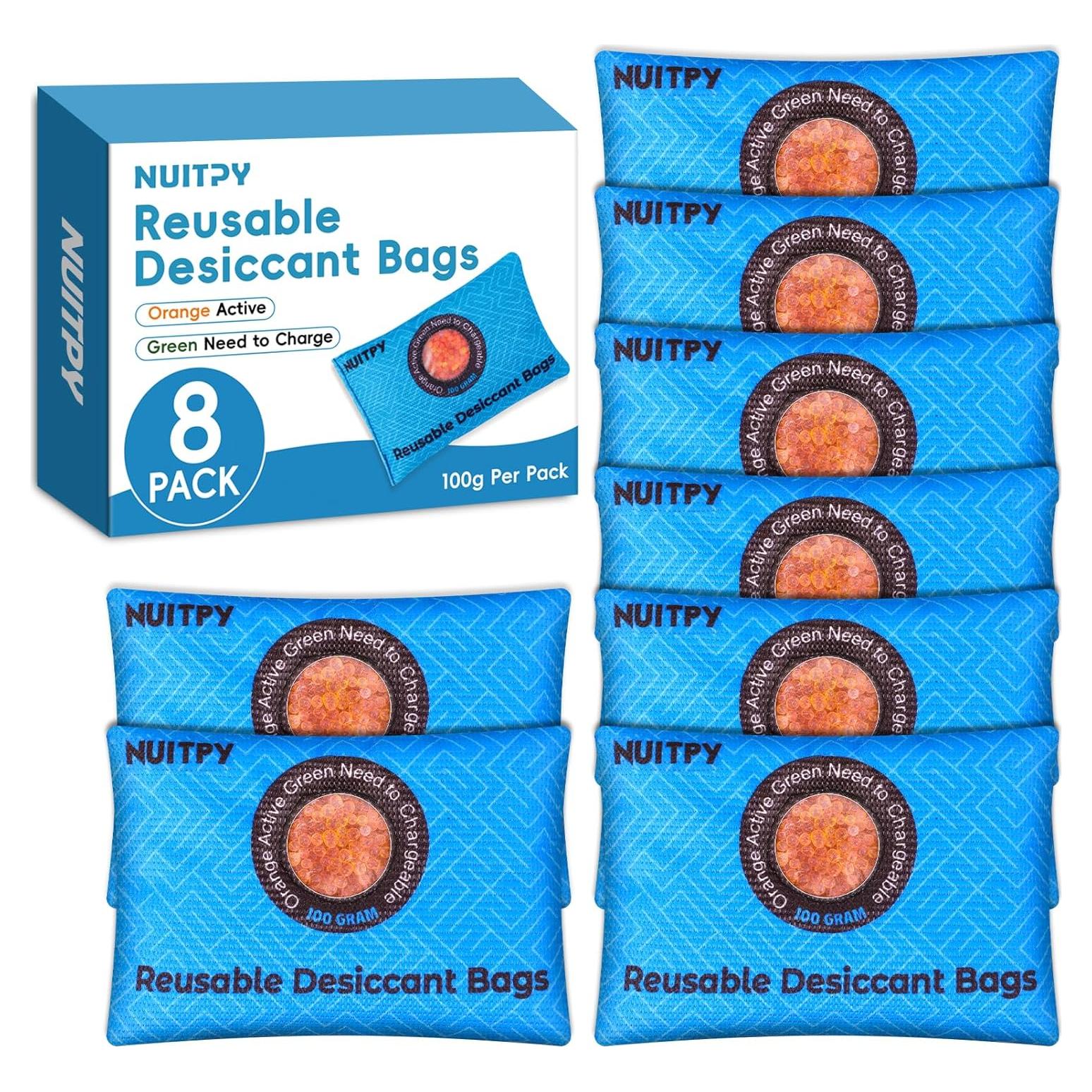 Paquete de 8 Deshidratantes Reutilizables 100g Gel de Sílice