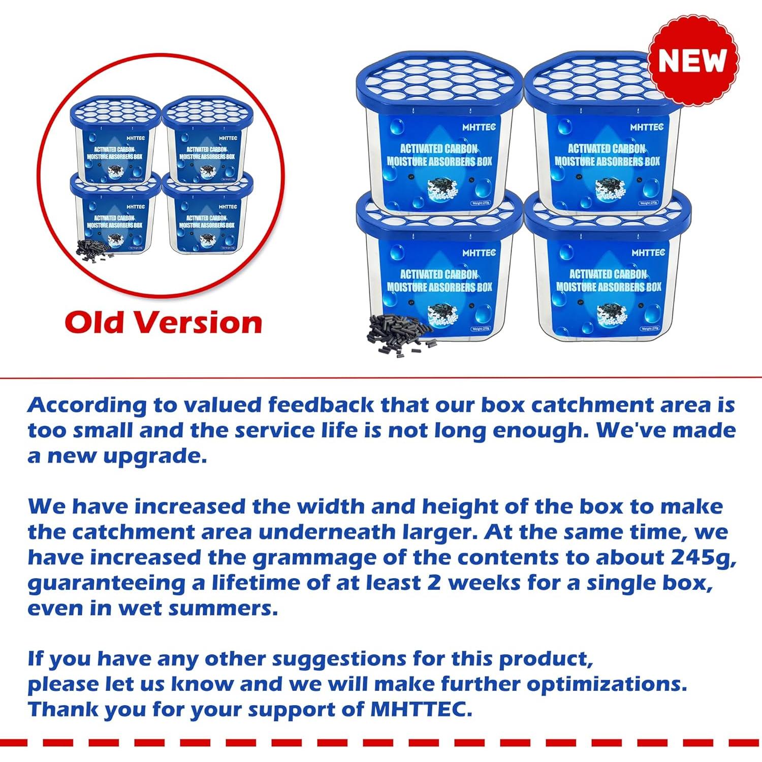 Cajas Absorbentes de Humedad MHTTEC 4 Piezas 1kg Deshumidificadores