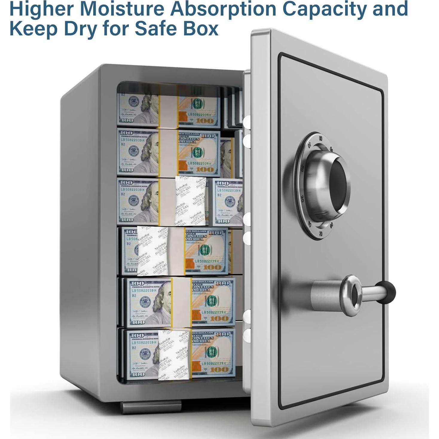 Paquetes de Gel de Silica Grado Alimenticio VacFreKep 10g x 150