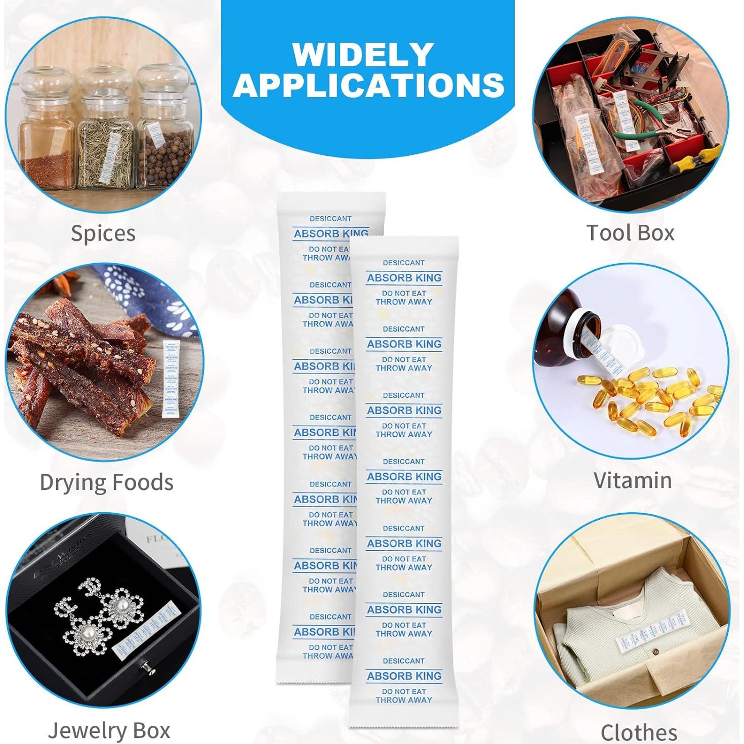 Paquetes de Gel de Sílice Absorbking 10g - 150 Unidades Grado Alimenticio