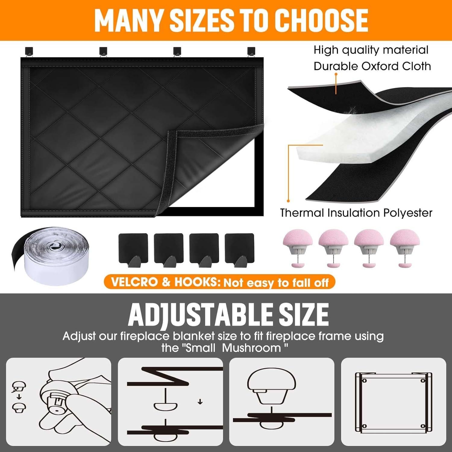 Cubierta de Chimenea CADARA 42x91 cm Aislamiento Negra