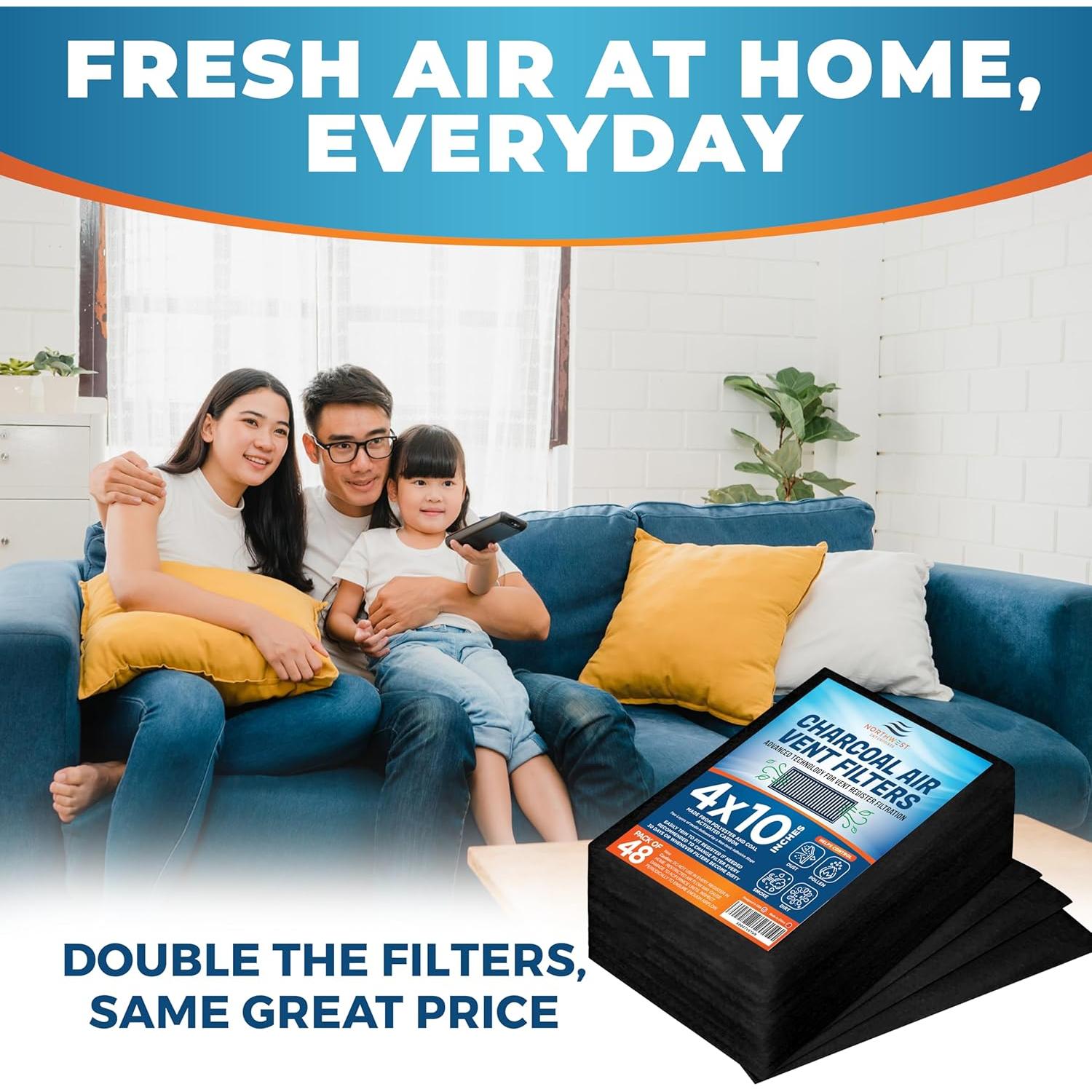 Filtros de Ventilación de Carbón Activado Northwest 4x10" - 48 Piezas