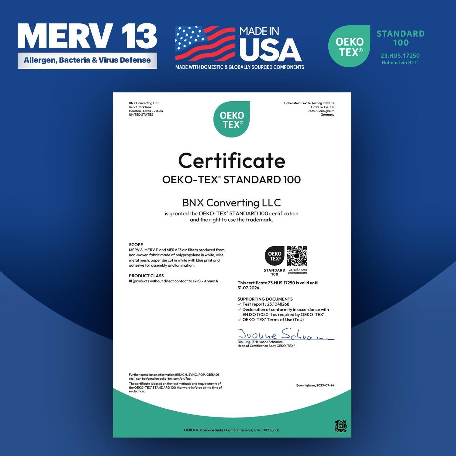 Filtro de Aire BNX MERV 13 20x20x1 (4-Pack) para HVAC