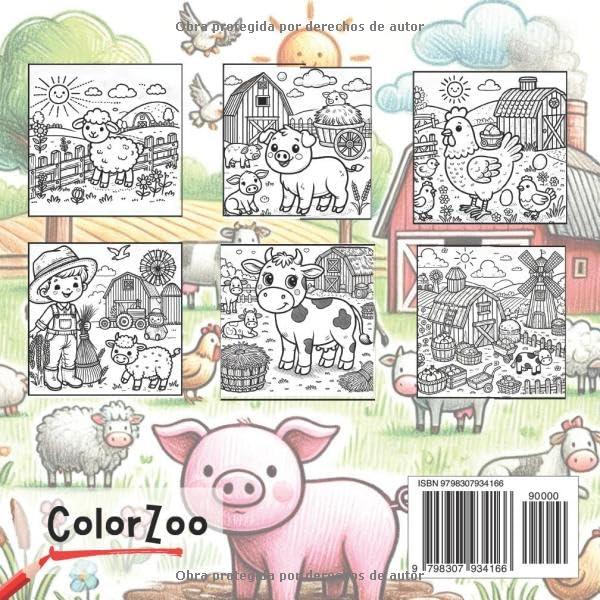 Animales de la Granja: Libro para Colorear para Niños: 35 dibujos adorables de vacas, caballos, gallinas y más para pequeños artistas (Spanish Edition)