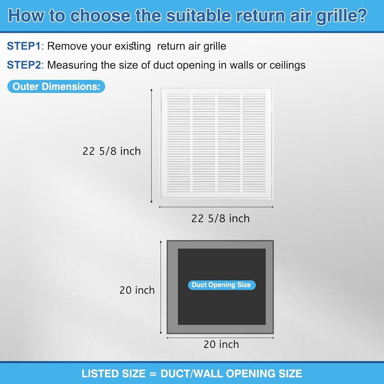 Rejilla de Filtro de Aire de Retorno Fancat 20x20 Acero Blanco