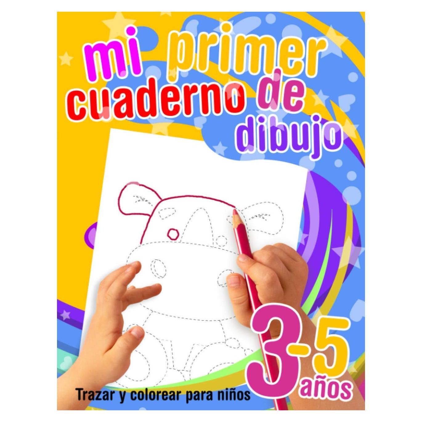 Mi primer cuaderno de dibujo - Trazar y colorear para niños 3-5 años: Aprender a repasar contornos y colorear los dibujos. Libro de colorear para niños en edad preescolar (Spanish Edition)