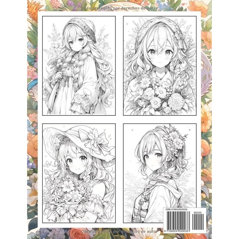 Chicas Anime Libro de Colorear: Página Para Colorear De Chicas Anime, Diseños Encantadores Y Elegantes Para Todas Las Edades (Spanish Edition)