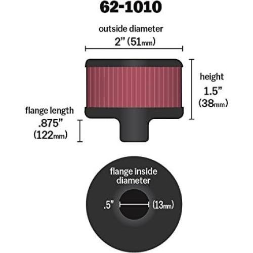 Filtro de Aire K&N 62-1010 Lavable Redondo 18.42x15.24 cm