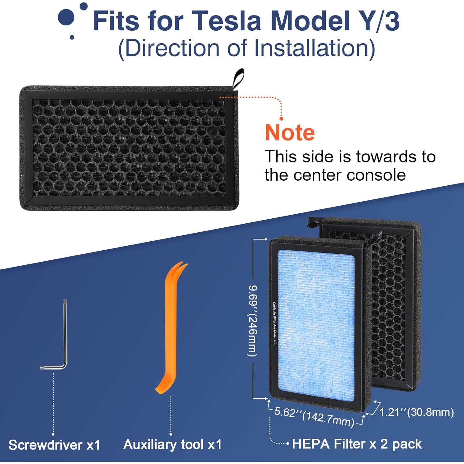 Filtro de Aire de Cabina KHAWY HEPA para Tesla Model 3 y Y 2016-2025