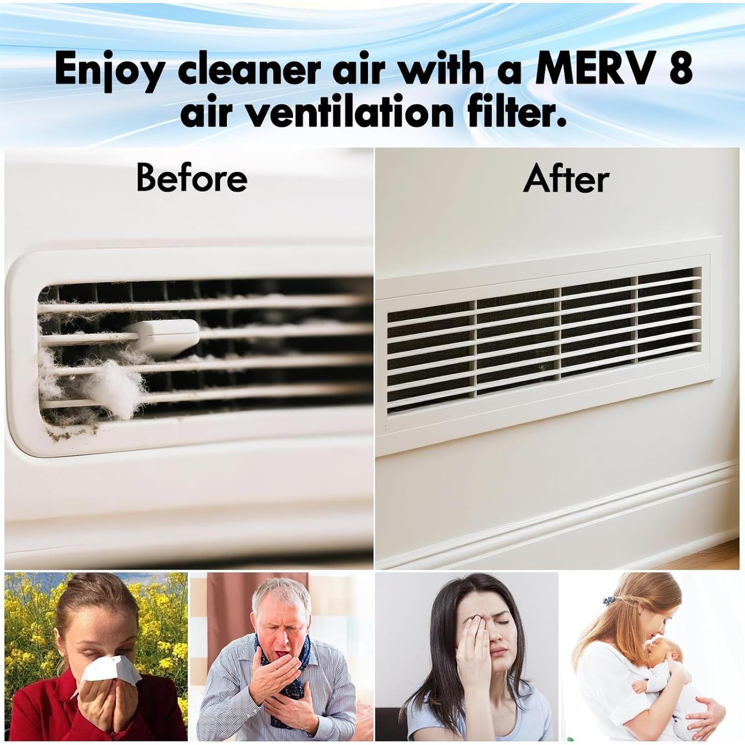 Filtro de Ventilación WAWINY 20x140 cm MERV 8 Triple Filtración