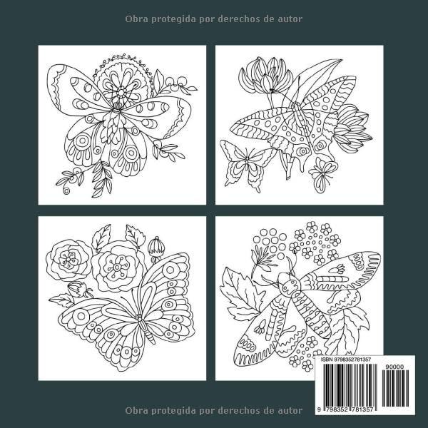 Asombroso Mariposas Libro de Colorear: Dibujos para colorear para adultos con flores y mariposas para relajarse y aliviar el estrés, formato 21.5 x 21.5 cm (Spanish Edition)
