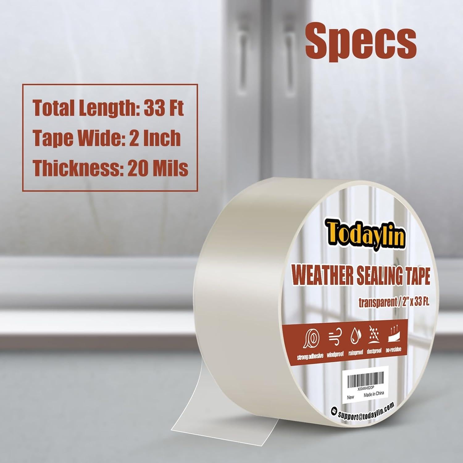 Cinta de Sellado de Ventanas Transparente Todaylin 5.08 cm x 10 m