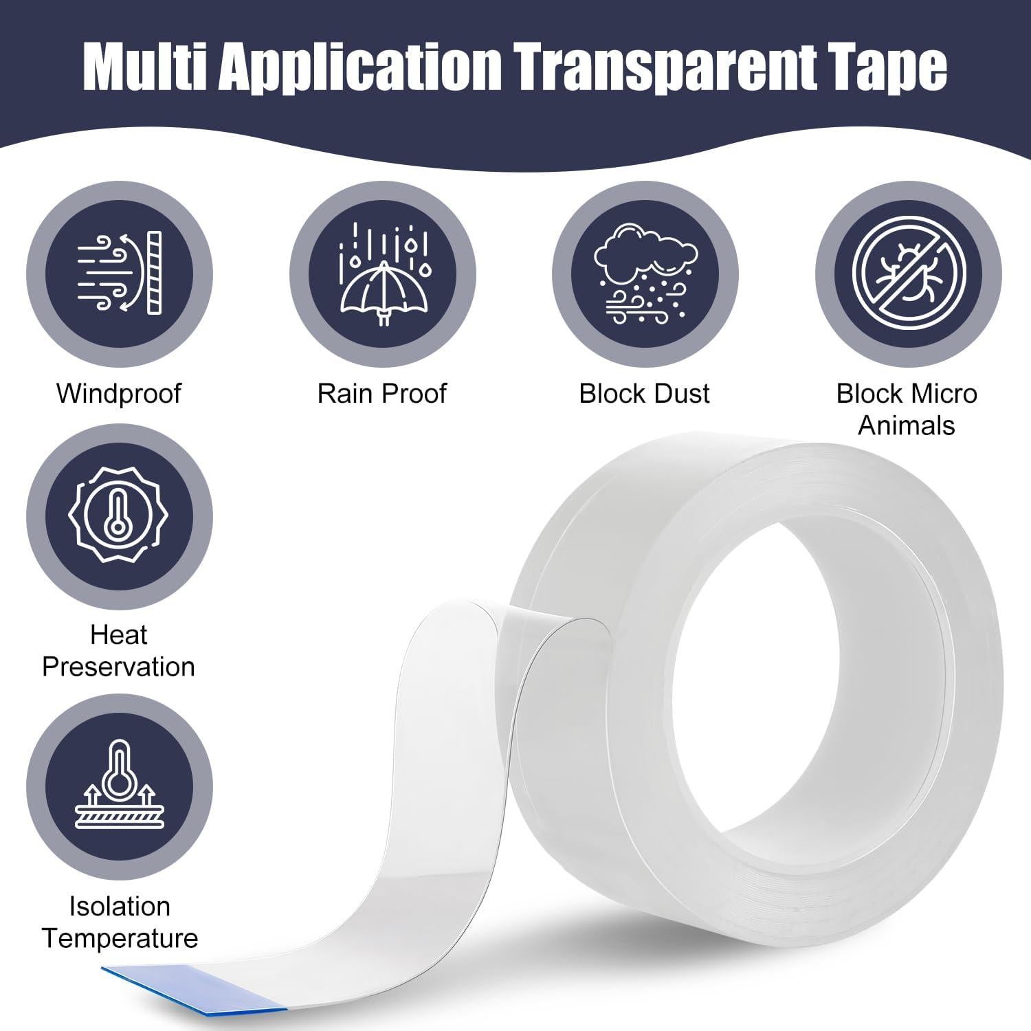 Cinta de Sellado Transparente ZMLTLMG 5cm x 10m para Ventanas