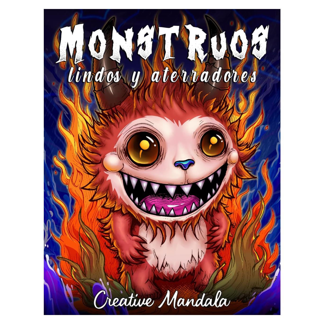 Monstruos lindos y aterradores: Un libro para colorear antiestrés para adultos con monstruos simpáticos e inquietantes (Spanish Edition)