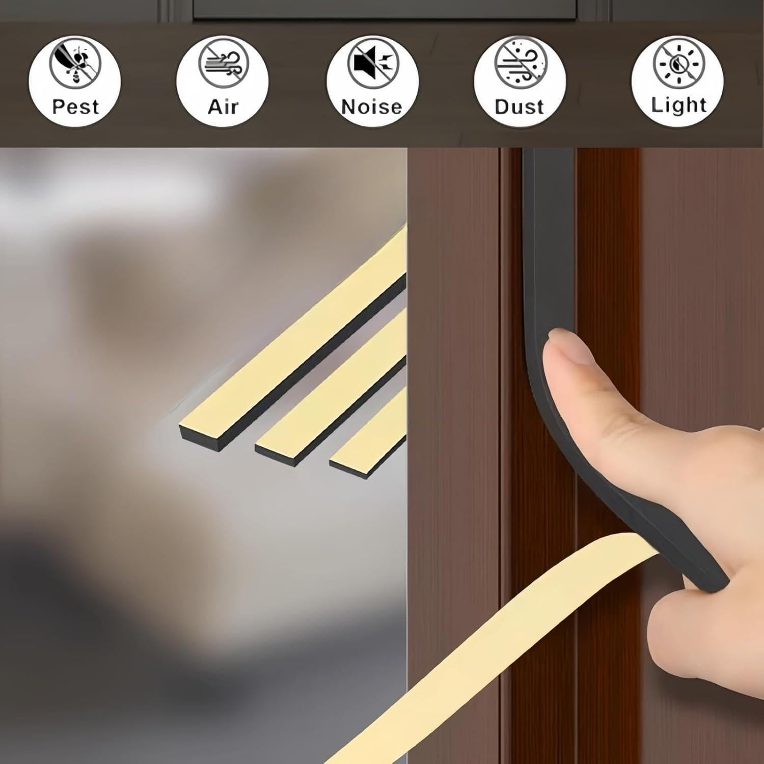 Tira de sellado para puerta Ymoilaky 10 m x 1.3 cm negra