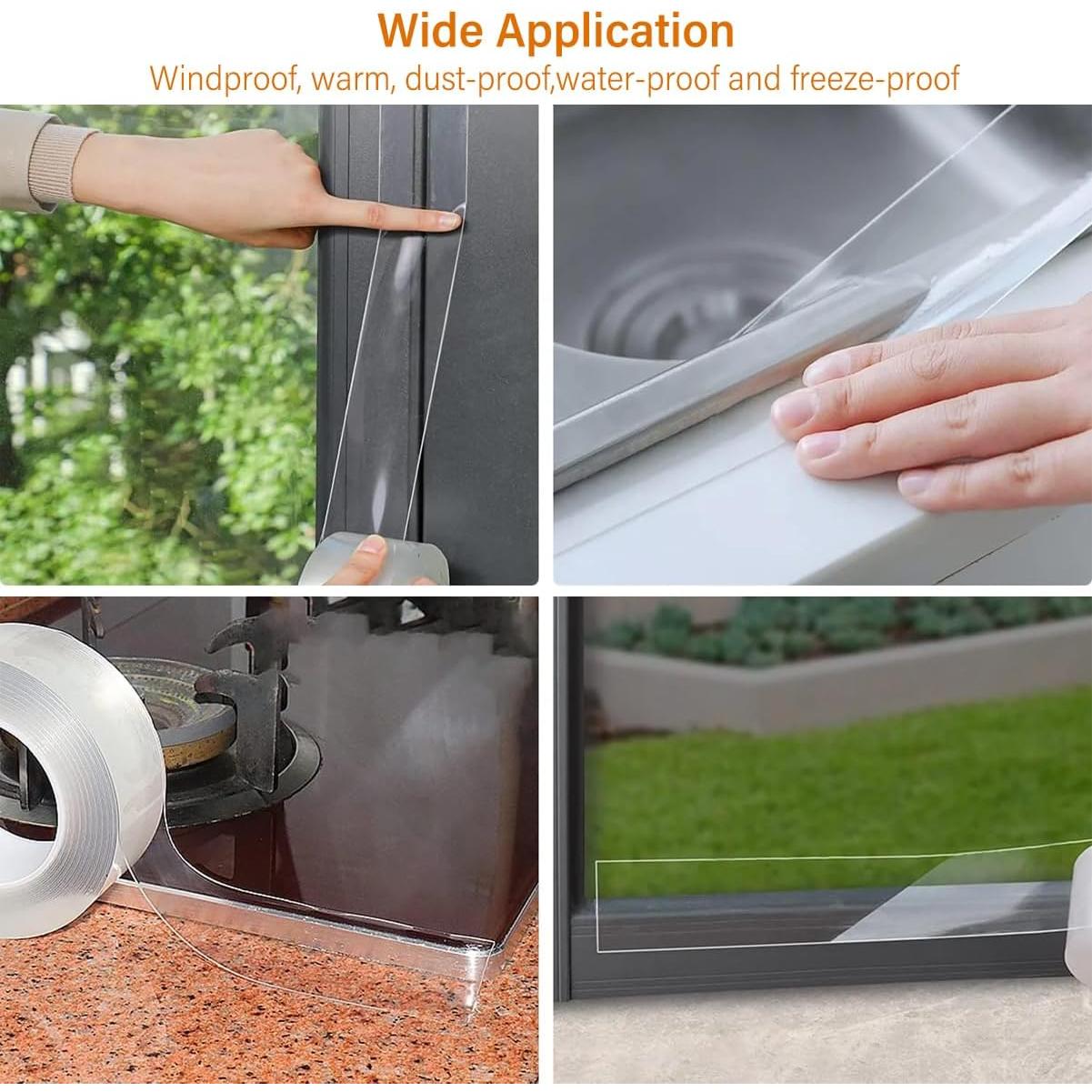 Cinta Selladora de Ventanas Transparente ZLQHHYL 5 cm x 10 m